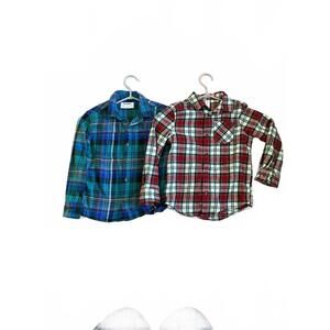Bundle of 2 Little Boys Flannel Plaid Shirts Size6/7